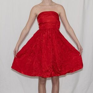 Vintage 50s red strapless mini dress handmade size XXS